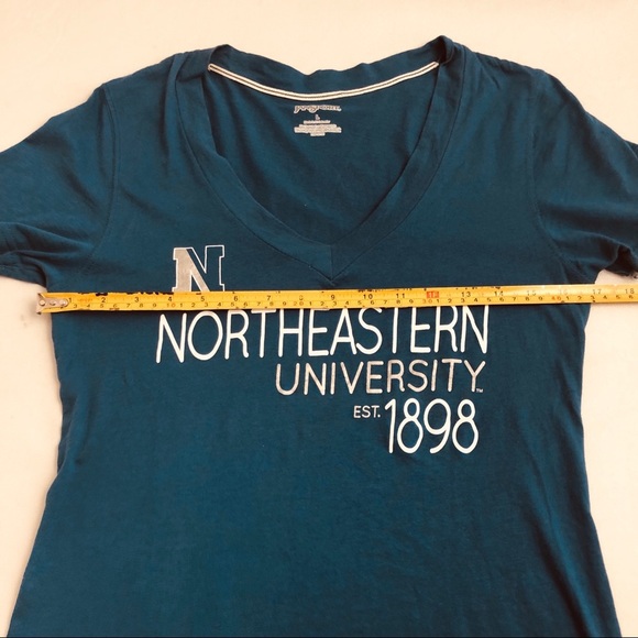 Jansport Northeastern University logo teal v-neck short sleeve t-shirt - Picture 6 of 7